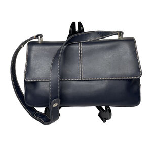 Vintage LIZ CLAIBORNE Y2K Navy Blue Satchel Houndstooth Shoulder Bag